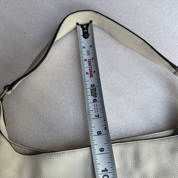 DKNY White Leather Drawstring Shoulder Bag With Tassels - Picture 15 of 15